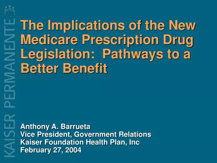 the implications of the new medicare prescription