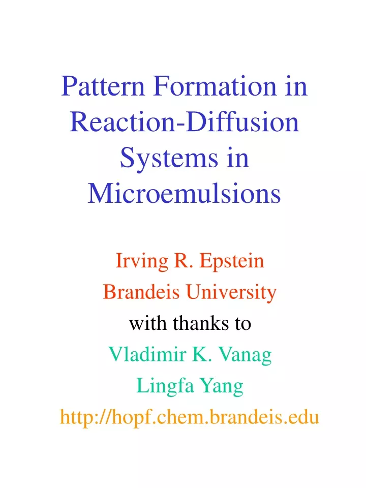 pattern formation in reaction diffusion systems in microemulsions