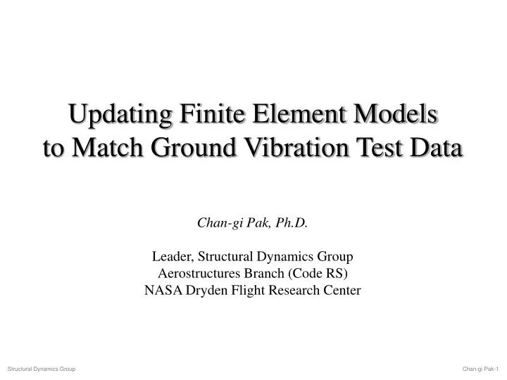 updating finite element models to match ground