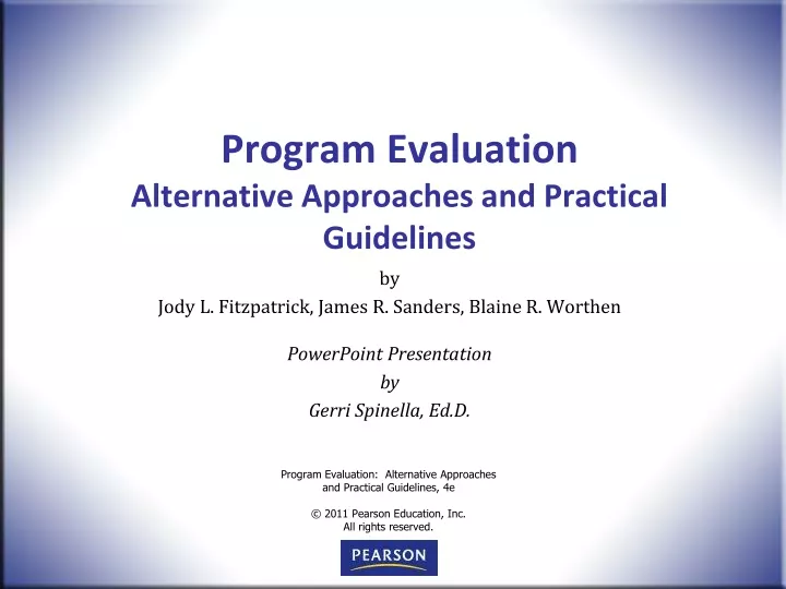 program evaluation alternative approaches and practical guidelines