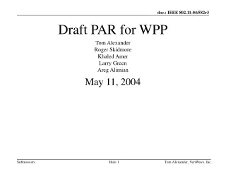 Draft PAR for WPP