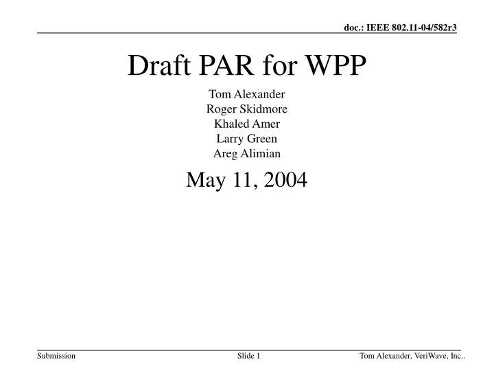 draft par for wpp