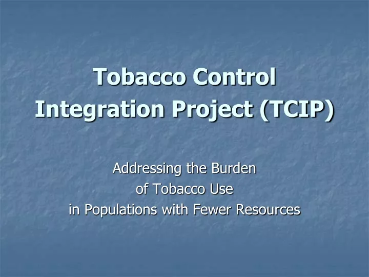tobacco control integration project tcip