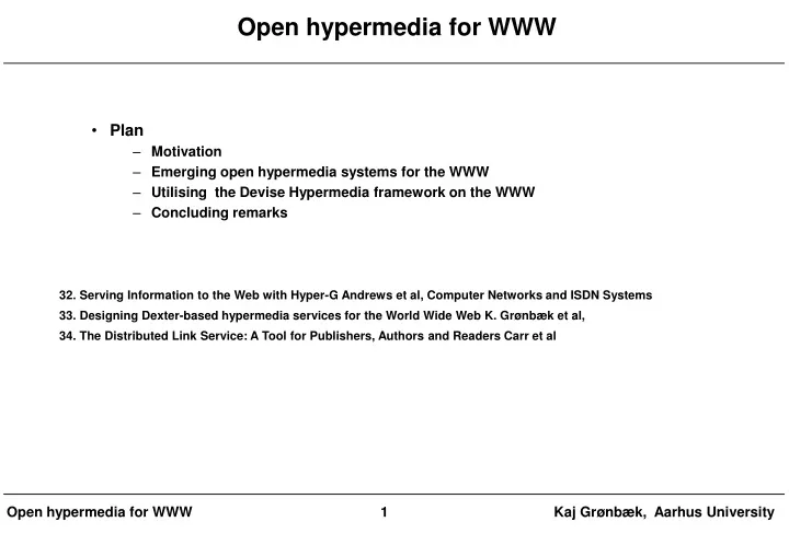 open hypermedia for www