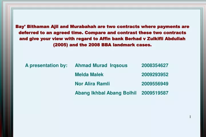 bay bithaman ajil and murabahah are two contracts