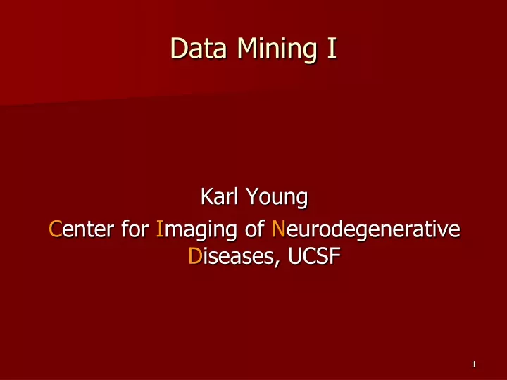 data mining i