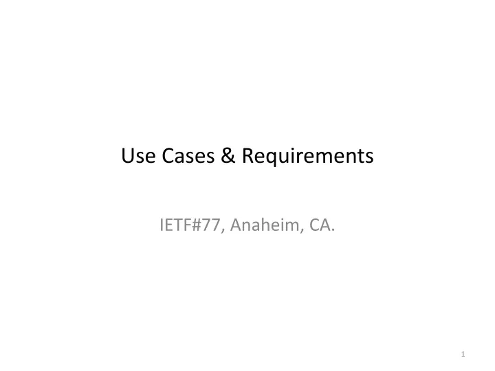 use cases requirements