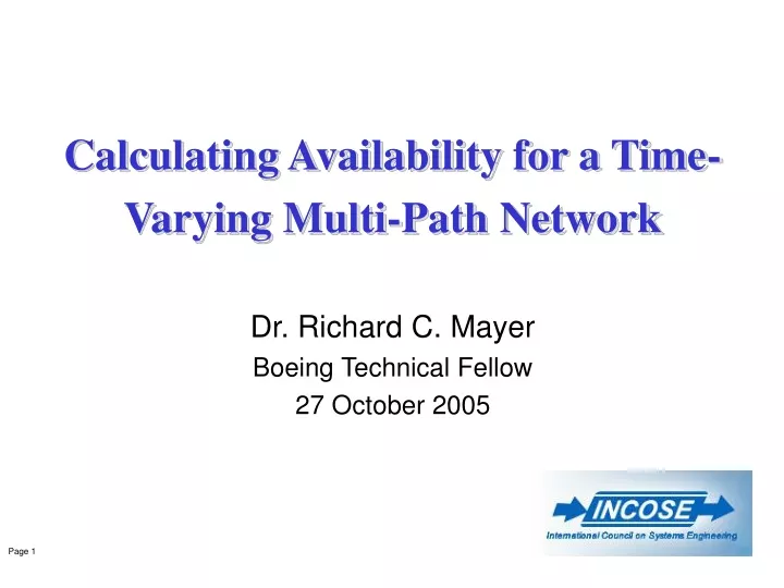 calculating availability for a time varying multi path network