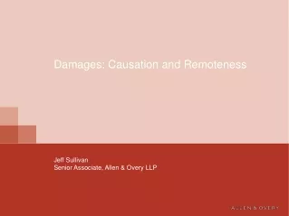 Damages: Causation and Remoteness
