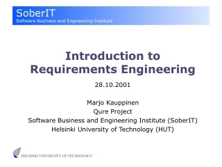 Introduction to Requirements Engineering