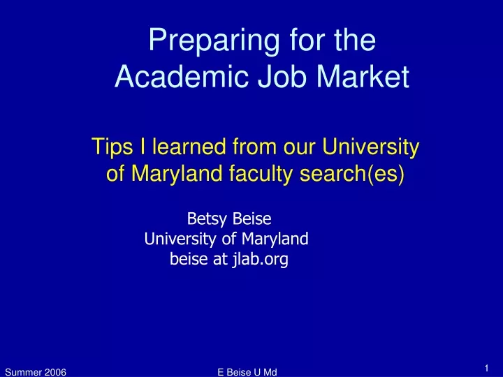 preparing for the academic job market