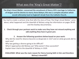 What was the ‘King’s Great Matter’?