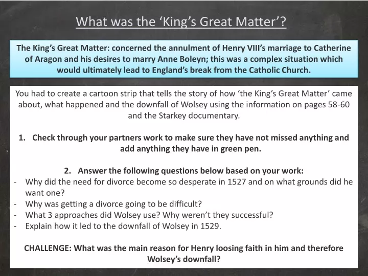 what was the king s great matter