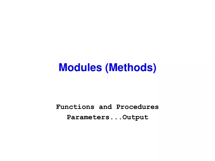 modules methods