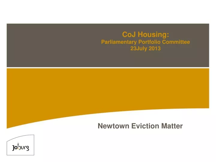 coj housing parliamentary portfolio committee 23july 2013