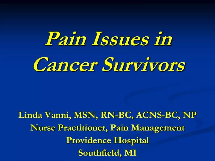 pain issues in cancer survivors