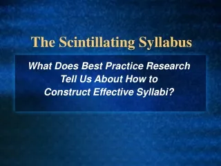 The Scintillating Syllabus