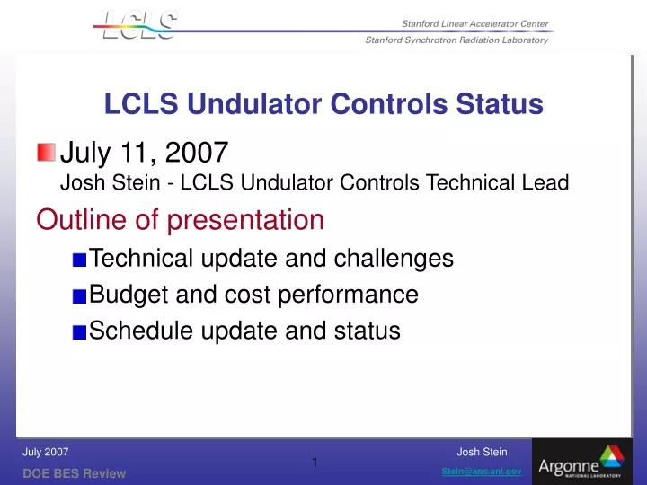 lcls undulator controls status