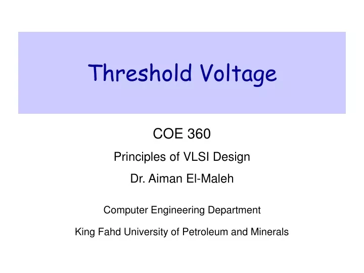 threshold voltage