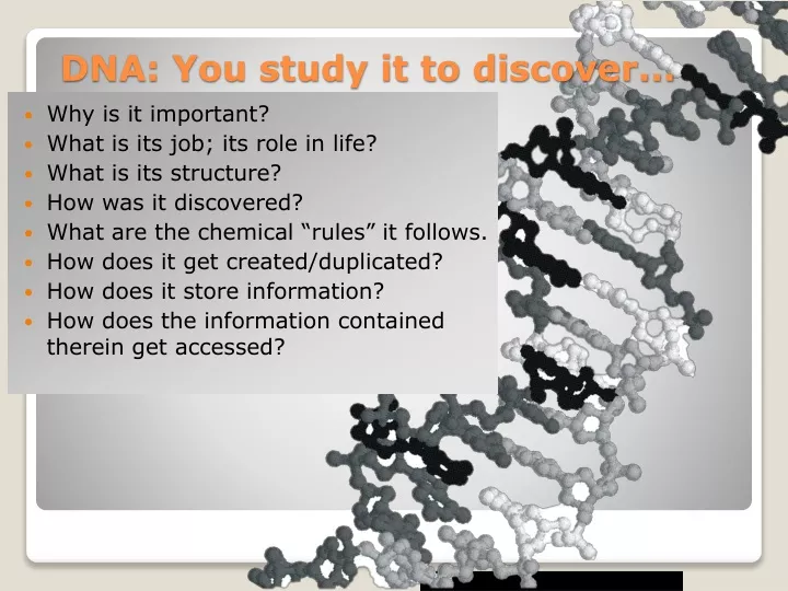 dna you study it to discover