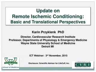 Update on  Remote Ischemic Conditioning: Basic and Translational Perspectives