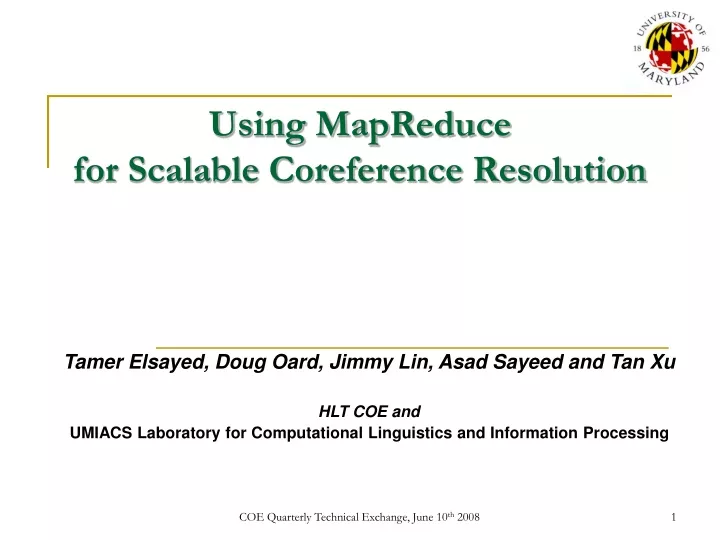 using mapreduce for scalable coreference resolution