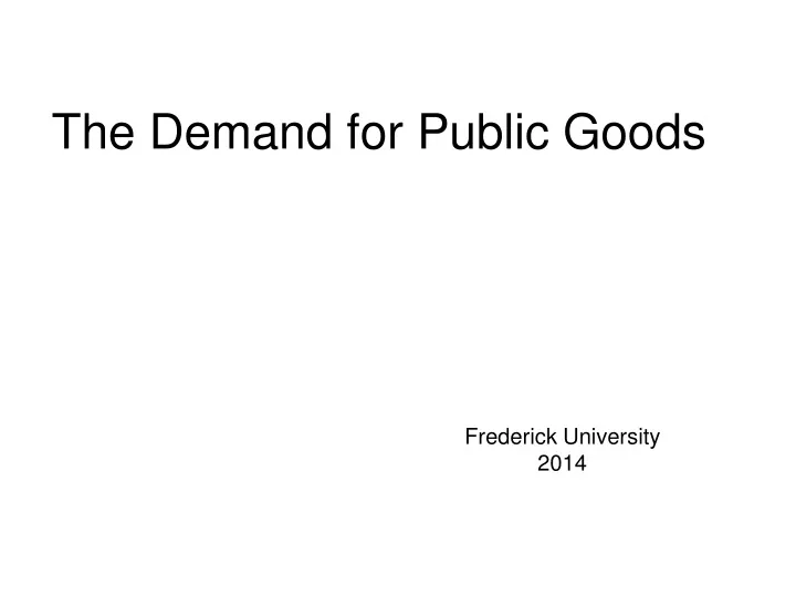 the demand for public goods