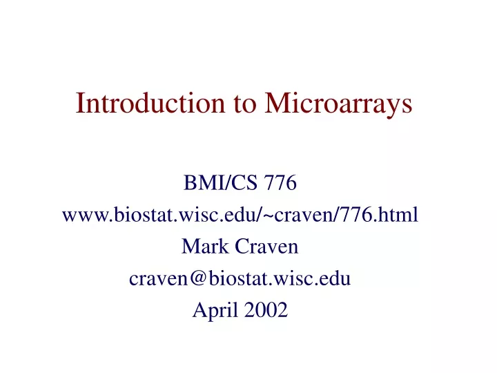 introduction to microarrays