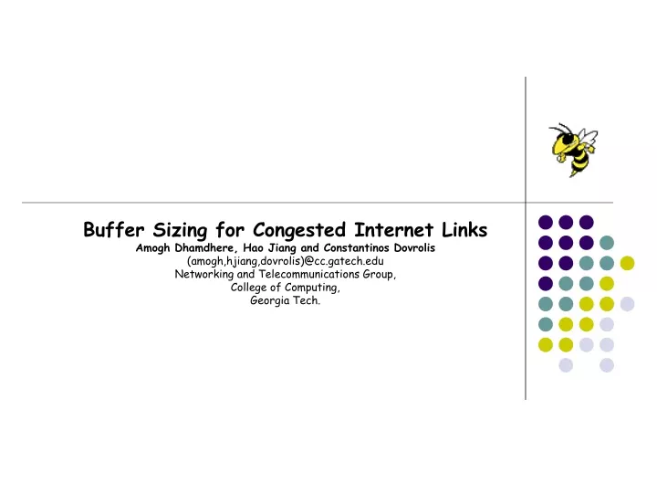 buffer sizing for congested internet links amogh