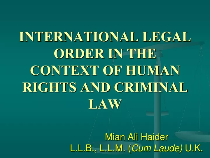 international legal order in the context of human rights and criminal law