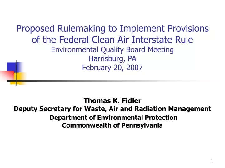proposed rulemaking to implement provisions