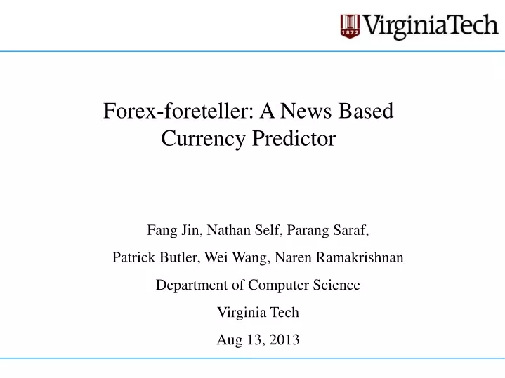forex foreteller a news based currency predictor