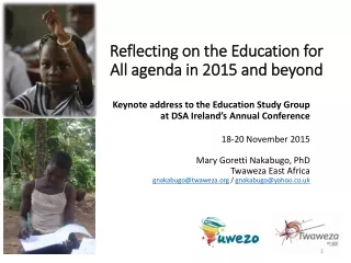 Reflecting on the Education for All agenda in 2015 and beyond