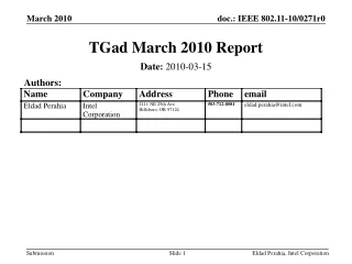 TGad March 2010 Report