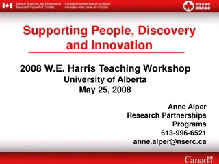 2008 W.E. Harris Teaching Workshop University of Alberta  May 25, 2008