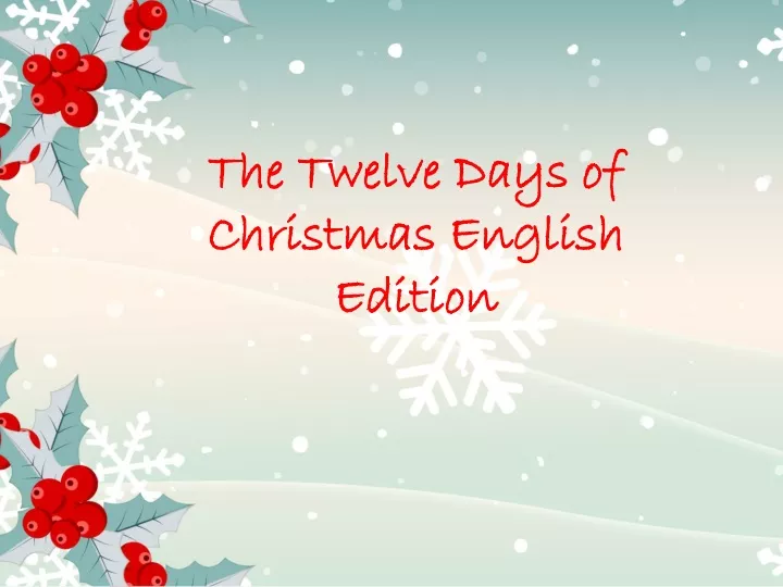 the twelve days of christmas english edition