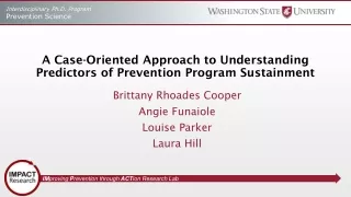 A Case-Oriented Approach to Understanding Predictors of Prevention Program Sustainment