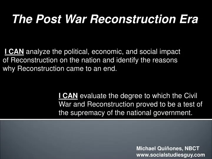 the post war reconstruction era