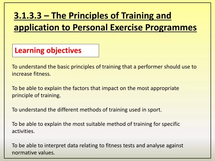 3 1 3 3 the principles of training