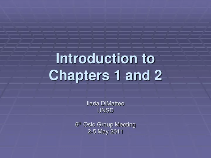 introduction to chapters 1 and 2