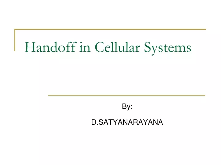 handoff in cellular systems