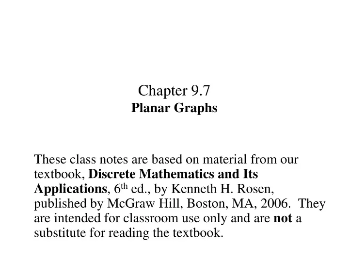 chapter 9 7 planar graphs these class notes