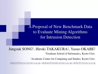 A Proposal of New Benchmark Data  to Evaluate Mining Algorithms  for Intrusion Detection