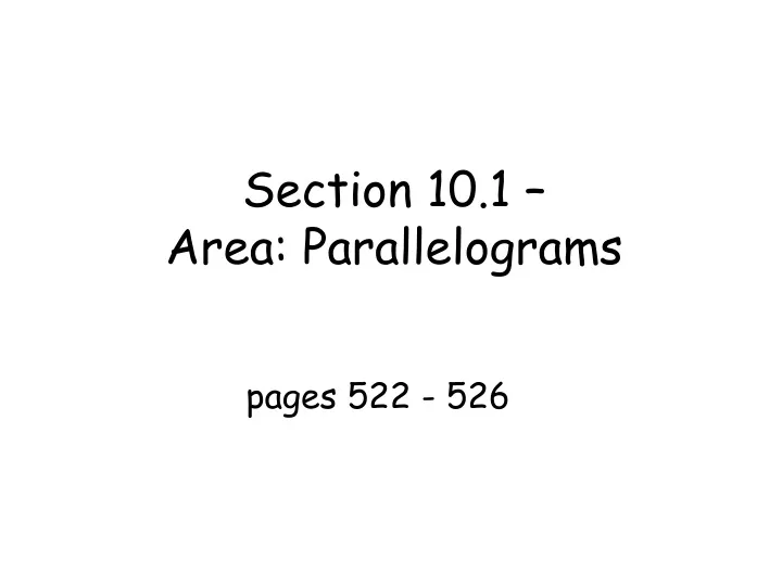 section 10 1 area parallelograms