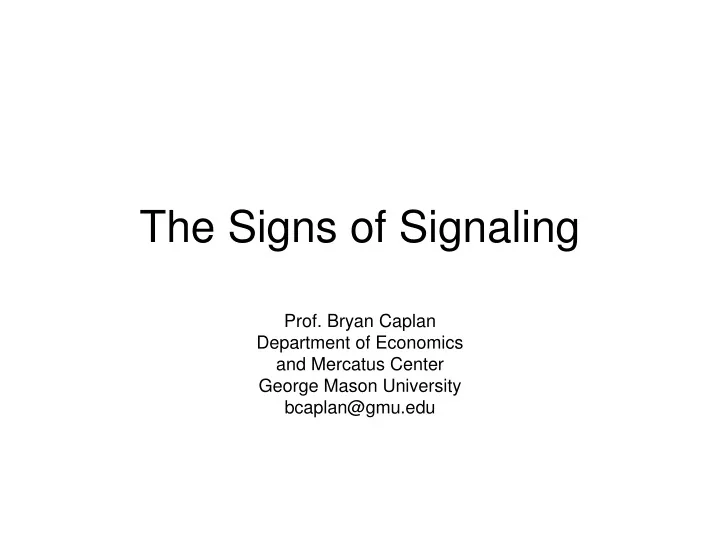 the signs of signaling