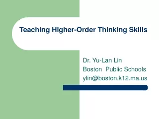 Teaching Higher-Order Thinking Skills