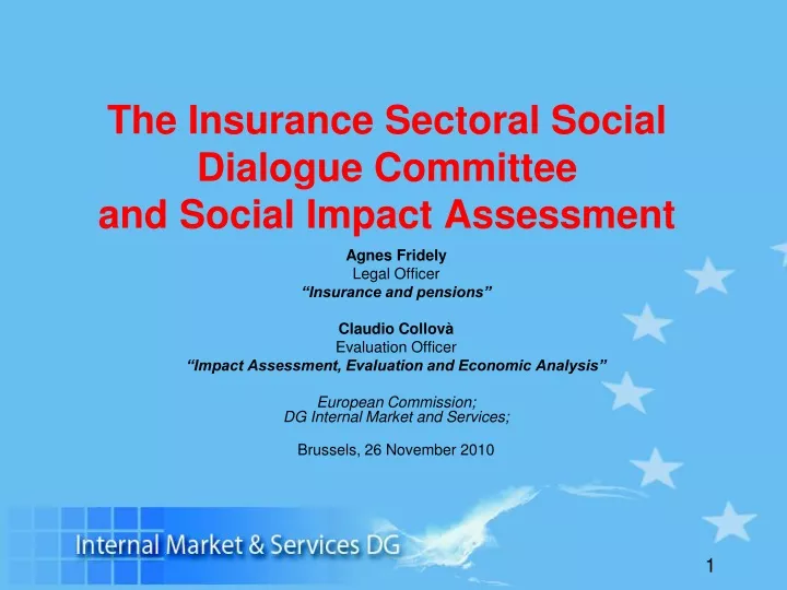 the insurance sectoral social dialogue committee and social impact assessment