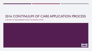 2016 Continuum of Care Application Process