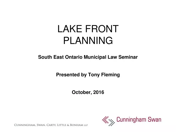 lake front planning