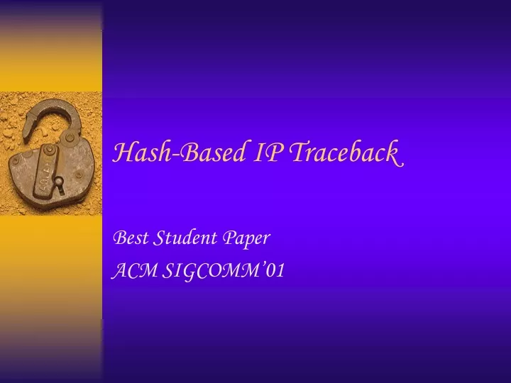 hash based ip traceback